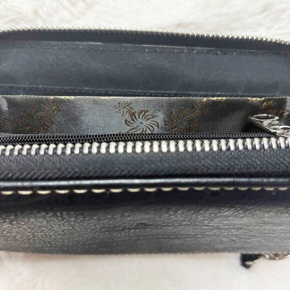 Rustic Coutures Western Black Buckle And Turquoise Accents Zip Wallet Wristlet‎ - Picture 10 of 14